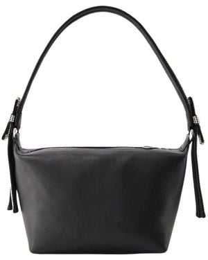Kara Crystal Strap Leather Tote Bag - Zwart