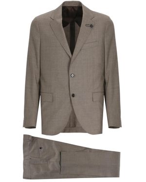 Lardini Kostuums ,Bruin ,Wol Single Breasted Suit - Grijs