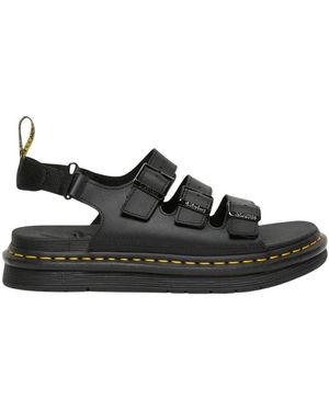 Dr. Martens Hydro Leren Gesp Sandaal Platform - Zwart