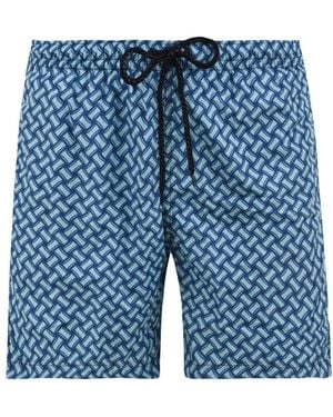 Drumohr Badmode ,Veelkleurig ,Polyester Boxer Zwemshort Met Trekkoord - Blauw