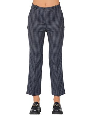 ROSSO35 Broeken ,Blauw ,Polyester Geruite Flare Broek
