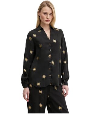 Never Fully Dressed Gouden Zon Geborduurde Blouse - Zwart