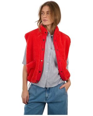 By-Bar Truien & Vesten ,Rood ,Wol Bodywarmer Met Wol Effect