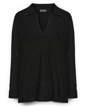 Elena Miro Viskose-Pullover Mit Kragen - Schwarz