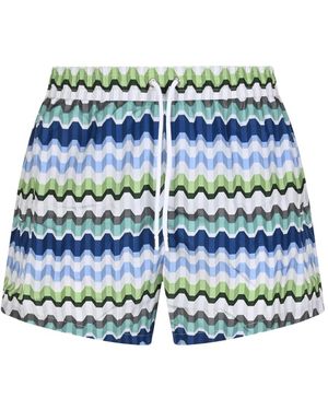 Missoni Badmode ,Veelkleurig ,Polyester Zwemshorts Met Griekse Sleutelprint - Blauw