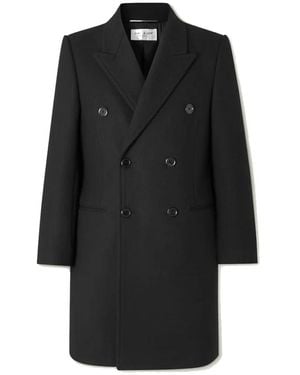 Saint Laurent Double-Breasted Coats - Black