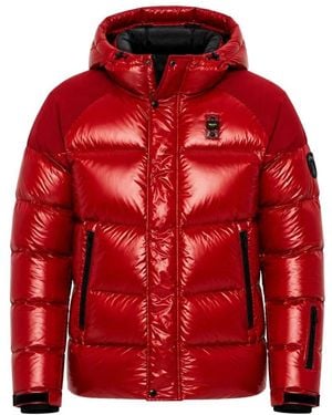 Blauer Gewatteerde Puffer Jas - Rood