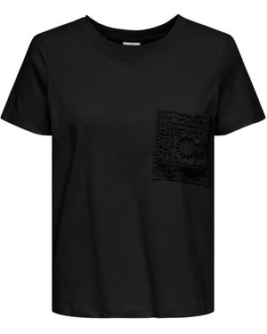 Jacqueline De Yong Jdyselma S/S Crochet Pocket Top - Schwarz