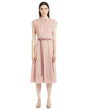 Max Mara Kleedjes ,Roze ,Lange Overhemdjurk Van Macramékant