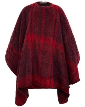 Alberta Ferretti Jassen ,Bruin ,Wol Wijde Wol Cape - Rood