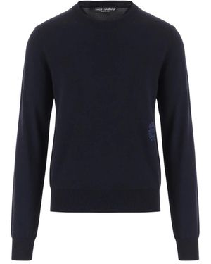 Dolce & Gabbana Pullover Aus Schurwolle Mit Logo - Blau