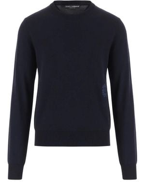 Dolce & Gabbana Truien & Vesten ,Blauw ,Wol Virgin Wool Pullover