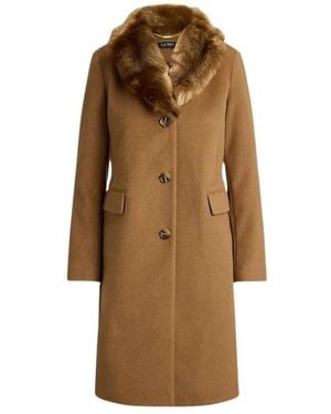 Ralph Lauren Ff Trim Reefer Lined Coat - Bruin