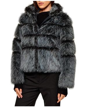 Patrizia Pepe Jassen ,Blauw ,Polyester Giubbotto Fluffy Corto - Zwart