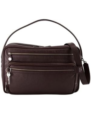 Acne Studios Bruine Leren Schoudertas Met Bovenhandvat - Zwart