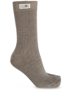 MM6 by Maison Margiela Wollsocken Mit Logo-Patch - Braun