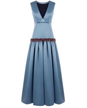 Vivetta Kleedjes ,Blauw ,Lange Jurk Met Anemoon Borduursel