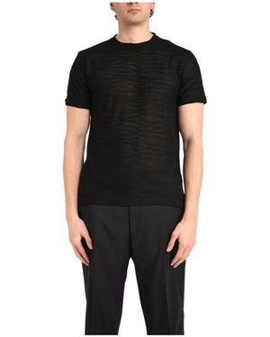 Daniele Alessandrini T-Shirt Met Jacquard En Ronde Hals - Zwart