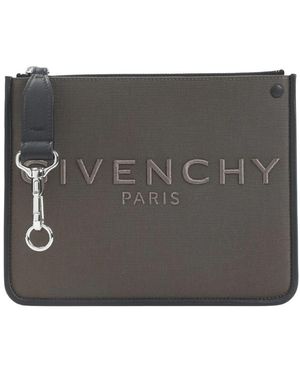 Givenchy Tassen ,Grijs ,Leer Canvas Zipped Pouch - Zwart