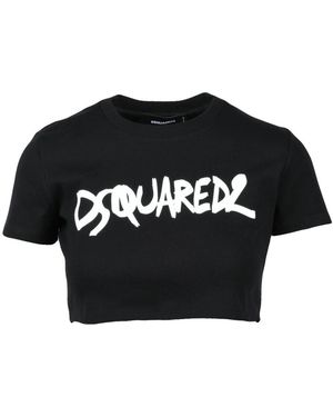 DSquared² Tops ,Zwart ,Katoen T-Shirts
