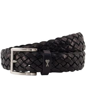 Ami Paris Accessoires ,Zwart ,Leer Paris Paris Gevlochten Riem