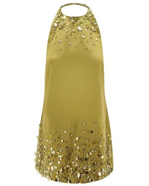 retroféte Kleedjes ,Groen ,Polyester Tobonie Versierde Mini Jurk