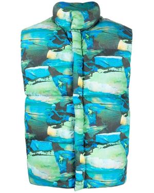 ERL Geprintte Gewatteerde Puffer Vest - Blauw