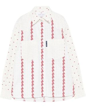 Maison Labiche Bluse Mit Blumenmuster Und Aufgesetzten Taschen - Weiß