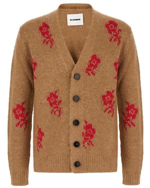 Jil Sander Wollmischung Cardigan Mit V-Ausschnitt - Orange