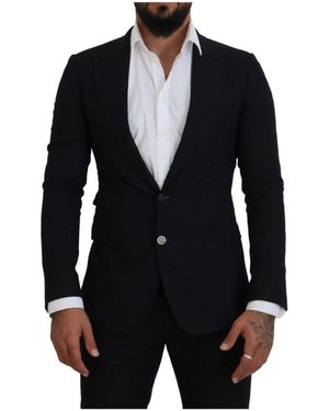 Dolce & Gabbana Blazer formale in lana nera taormina - Nero
