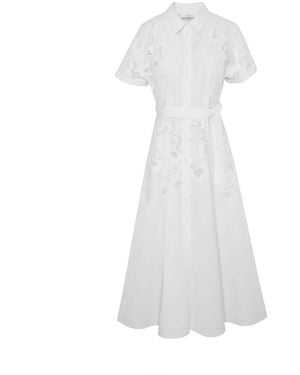 Beatrice B. Besticktes Popeline-Hemdblusenkleid - Weiß