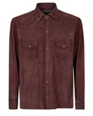 Eleventy Overhemden ,Bruin ,Giubbino Camicia Texas - Paars