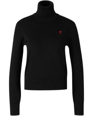 Ami Paris Schwarzer Merinowoll Rollkragenpullover