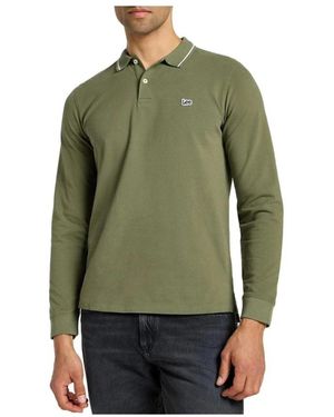 Lee Jeans Langärmeliges Baumwoll-Poloshirt - Grün