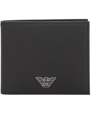 Emporio Armani Accessoires ,Bruin ,Leer Saffiano Animation Wallet - Zwart