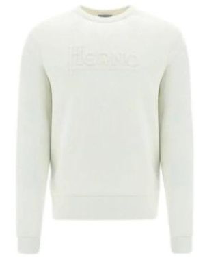 Herno Hoodies & Sweatvesten ,Grijs ,Katoen Resort Sweatshirt - Wit