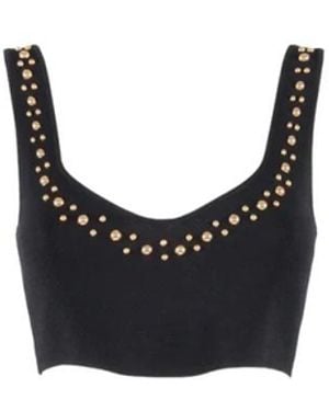 Nenette Tops ,Zwart ,Zwart Top Met Hartvormige Halslijn En Studs
