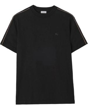 Burberry Tops ,Zwart ,Katoen Check Piping Katoenen T-Shirt