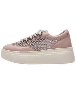 Emanuélle Vee Rosa Stoff-Sneakers Mit Strass-Detail - Pink