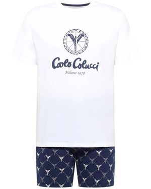 carlo colucci Herren Shorty Pyjama Set Ferrazzin - Weiß