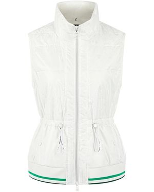 Marc Cain Jassen ,Wit ,Leer Gepolsterd Vest Met Hartenprint