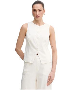 DKNY Leinenweste Mit Knopfleiste - Weiß