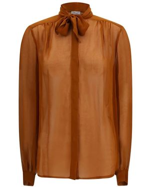 Lardini Overhemden ,Bruin ,Creponne Blouse