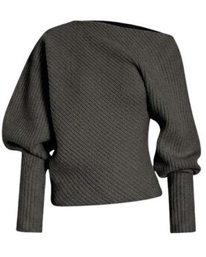 Alberta Ferretti Asymmetrischer Rippstrickpullover - Schwarz
