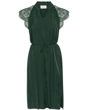 Cream Short Dresses - Green