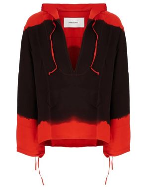 Ferragamo Hoodies & Sweatvesten ,Zwart ,Katoen Felpe Hoodie - Rood