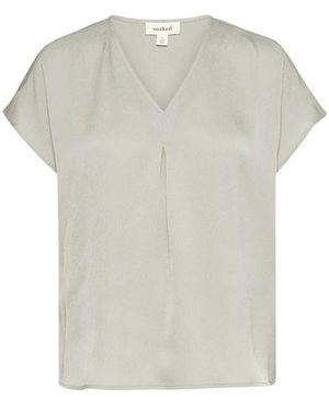 Soaked In Luxury Feminines Top Mit V-Ausschnitt Und Falten - Weiß