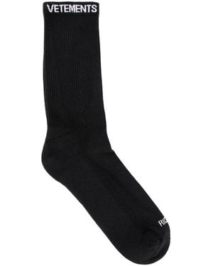 Vetements Logo Jacquard Schwarze Baumwollsocken