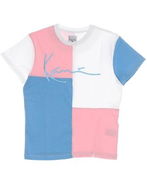 Karlkani Handtekening Blok Tee Lichtblauw/Roze/Wit