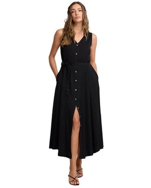 Kocca Viskosekleid Mit Knöpfen - Schwarz